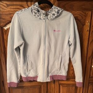 Burton Baby Blue and Pink Zip-Up Hoodie